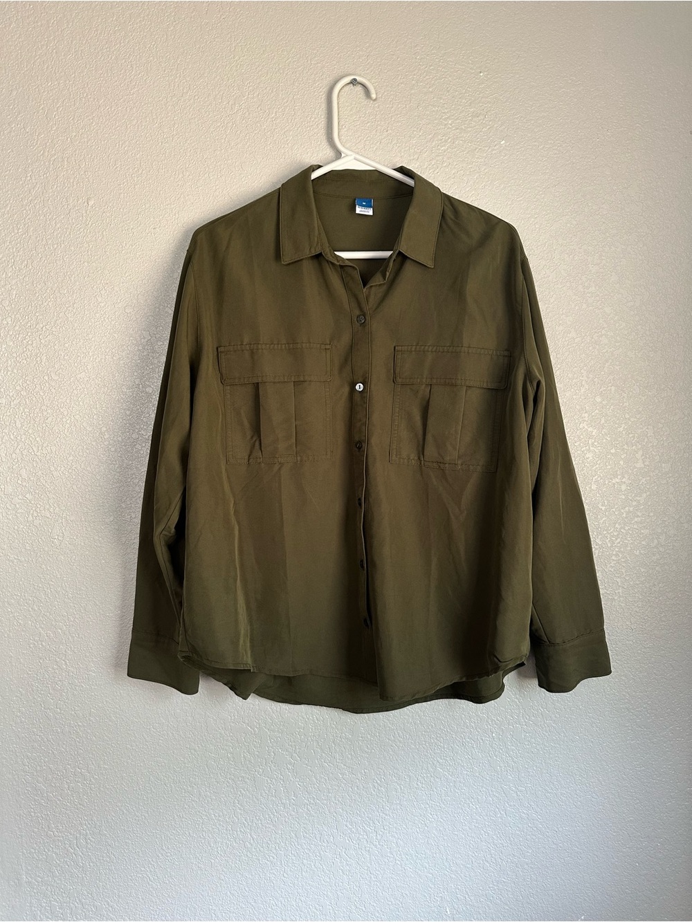 Old Navy Green Long Sleeve Button Down Collared Shirt Top